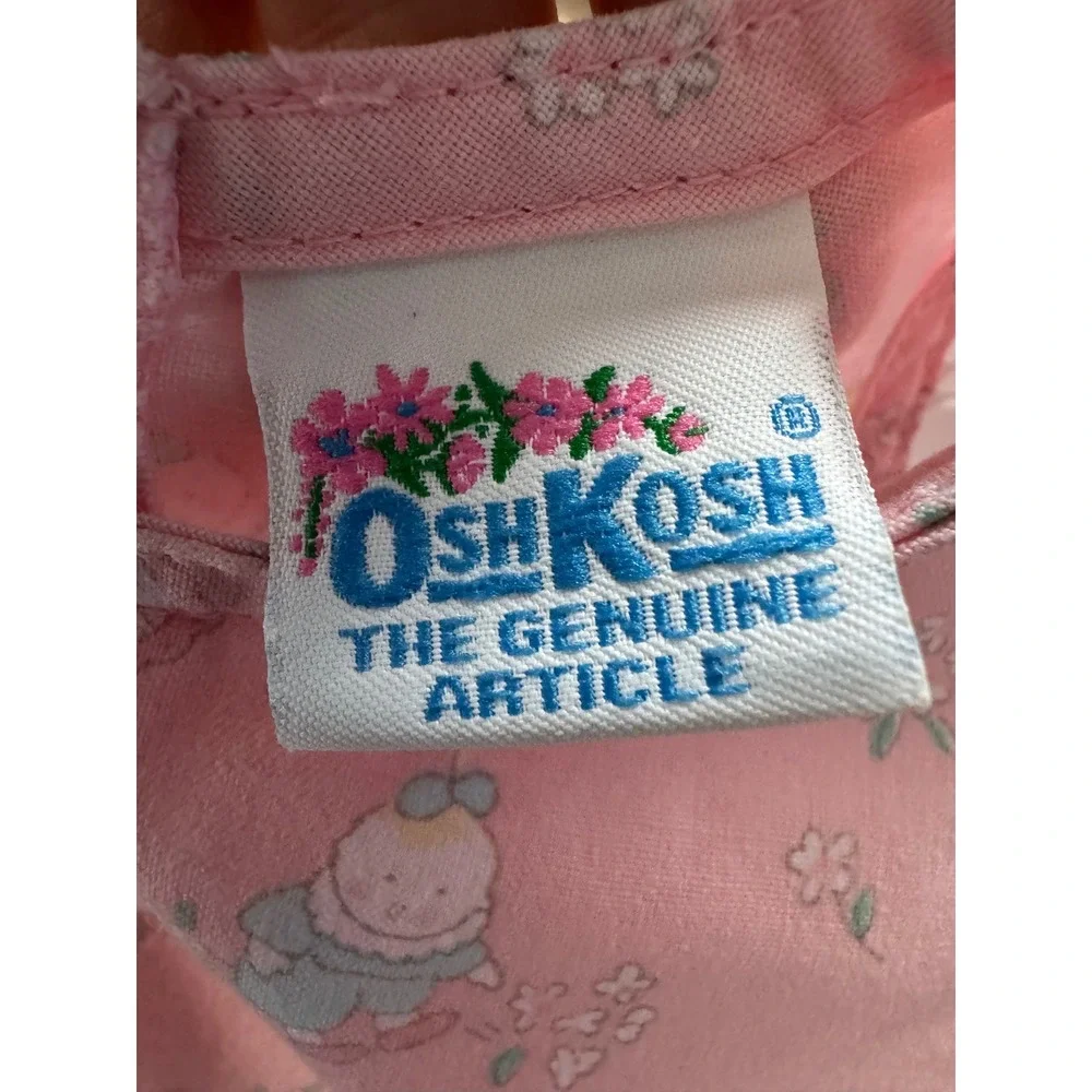 Vintage OshKosh Bgosh Pink Baby & Baskets Bubble Romper Eyelet 24 Months USA